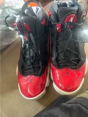 Jordan Kids' Red and Black High-Top Sneakers